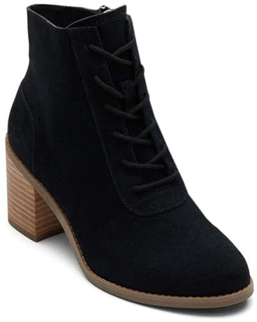 TOMS Women's Evelyn Lace-up Ankle Boot , Black Suede,6.5 UK
