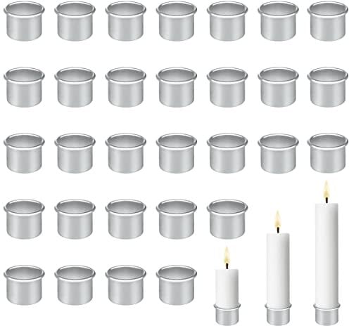 VicBou 30PCS Candle Cups,Tea Light Tins,Mini Metal Candle Holders,Tin Tea Light Cups,Candlestick Holder Cup,Candlestick Holder for DIY Candle Making, Birthday,Valentine's Day,Wedding,Dinner Decoration