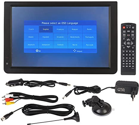TV LED Digital Portátil de 12 Pulgadas, Mini Monitor de TV HD 1080P con Antena y Soporte Plegable para Acampar Al Aire Libre, Admite Entrada USB AV HDMI SD, Alimentado por Batería
