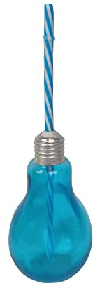 Four Seasons Liverpool Drinking Cups Retro Light Bulb shqpe with Straw Set of 2 Blue Drinks Containers