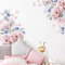 Wandtattoo Blume Schmetterling,Lavendel Blumen Wand Ecke Abziehbilder,Rosa sinensis Blumenmuster Wandaufkleber,Rosa hybrida Wandsticker für Wohnzimmer Schlafzimmer Badezimmer Deco (puderblaue Blumen)
