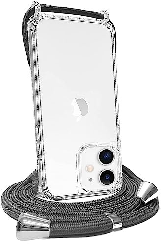 FOQENCCI Crossbody Phone Case for iPhone 11 Clear Case with Adjustable Lanyard Neck Strap Slim Fit Soft TPU + Hard PC Anti-Slip Anti-Scratch Shockproof Phone Cover for Women Girls Boys Gray