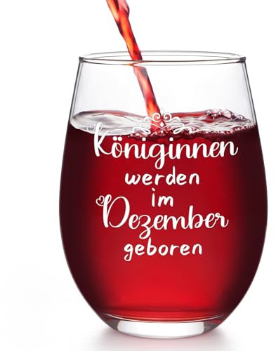 Joymaking Weinglas Geschenk Freundin, Geburtstagsgeschenk für Frauen, Geschenk für Frauen Geburtstag, Lustige Geschenk für Frauen Freundin Schwester Mütter - Königinnen Werden im Dezember Geboren 17oz