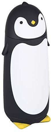 300ml Tragbare Niedliche Pinguin Wasserflasche Pinguin Flasche Glas Wasserbecher Doppelschichtiger Becher Reisebecher Ideal für den Heim und Schulgebrauch (Schwarz)