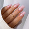 JUSTOTRY 24 Pcs White Swirl Press on Nails Medium Designs,Glossy Pink False Nails Square,French Stick on Nails for Women and Teens,Squoval Fake Nail for Girls Nail Art