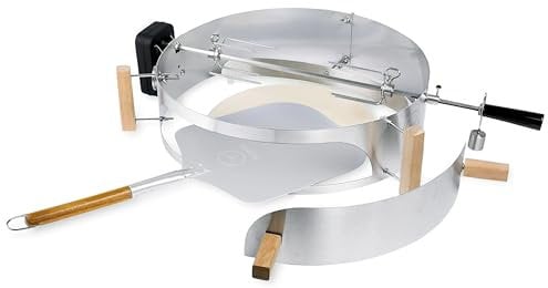 MOESTA-BBQ 10242 Smokin' PizzaRing XL Rotisserie-Set – Elektrischer Spießdreher für Kugelgrill Ø 50 cm, Batterie Motor