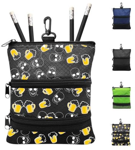 Golf Pouch Bag Ball Holder Valuable for Men Women,Golf Storage Zipper Handbag Pocket with Gear Clip Hook to Attach Bag Lightweight Portable Accessories Color Green Grey Blue (Black)