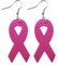 Cancer Du Sein Ruban Rose Ruban Pu Boucles D'Oreilles Femmes Boucles D'Oreilles à Tige Octobre Pour La Sensibilisation Au Cancer Du Sein Pendantes En Forme De Cœr Pour Femmes (Rose Rouge)
