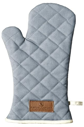 Samuel Lamont Oven Gauntlet Gloves - Premium Heat-Resistant Canvas Oven Gloves for Baking and Cooking | Grey | One Size