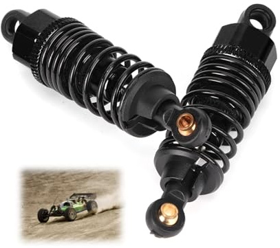 LenTLy RC-Car-Stoßdämpfer, 2 Stück Metall-Stoßdämpfer RC-Car-Ersatzteile Verbessern die Stoßdämpfungsleistung 1:10 RC-Car Schwarz (65MM)