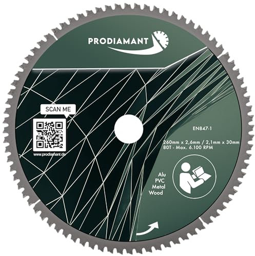 PRODIAMANT Lame Multi 260 x 30 mm en Carbure de Tungstène pour Bois, Aluminium, Plastique et Stratifié - Dents HM TCT pour Scie de Table, Radiale et Circulaire