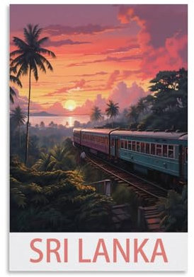 KmoNo Sri Lanka Vintage-Reise-Poster, 20 x 30 cm, Wanddekoration, Gemälde, Leinwand, Wandkunst, Wohnzimmer, Poster, Schlafzimmer
