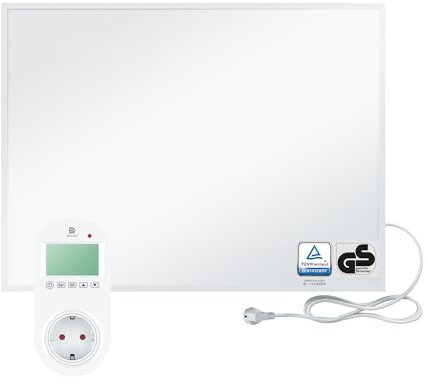 BR Bringer Infrarotheizung 450 Watt - mit Steck-Thermostat - Infrarot Elektroheizung Energiesparend - 5 Jahre Garantie, TÜV GS - Deutsche Qualitätsmarke (weiß)