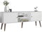 Madesa Mobile TV moderno con 2 ante, 2 ripiani per TV fino a 55 pollici, legno Entertainment Center 23' H X 15'' P X 59'' L - Bianco