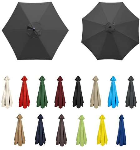 GZDXBF Bâche De Remplacement pour Parasol Déporté, Toile De Rechange pour Parasol 6 Baleines/8 Baleines, Housse De Rechange pour Parasol D'extérieur - 200cm/270cm/300cm(Gray,8 ribs-3m(9.8ft))