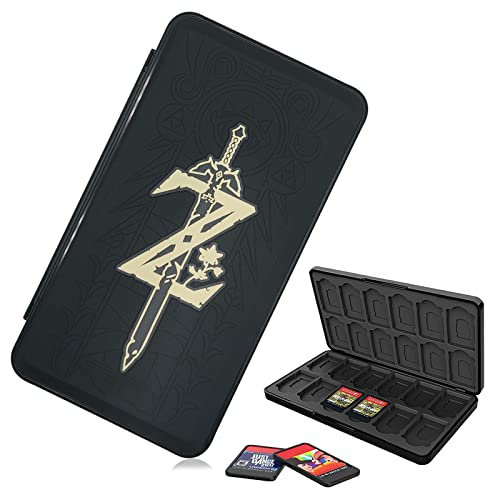 Switch Spielen Kartenhalter Aufbewahrung Box, Switch Game Card Case Kompatibel mit Nintendo Switch/Switch OLED/Switch Lite 24 Game Card Slots 24 Micro SD Card Slots Switch Karten Spielen Hülle-Zelda