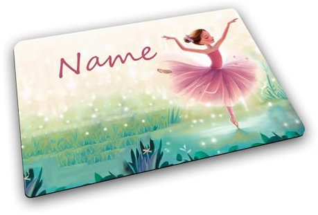 Textil Tischset mit Name/Gummirückseite/Platzdeckchen Platzset/personalisiert (Ballerina)