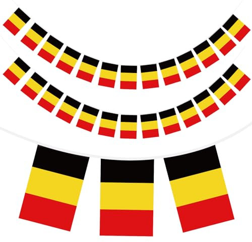 jijAcraft Belgische Flagge, Belgien Flagge 14 x 21 cm, 11M Wetterfeste Belgium Fahne Banner mit 40 Fahnen, ideal für den Innen- und Außenbereich, Fußballmeisterschaft, Sportveranstaltungen