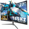 Great voell 27 pollici Gaming Monitor curvo 1440P (2560 * 1440), 2K, 165HZ, Anti-Blue Light Eye Protection, compatibile VESA-100 * 100mm, inclinabile, con FreeSync, supporto HDR, HDMI+DP, 16:9