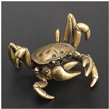 UPSPED Mini süße Messing Krabbenstatue, Vintage Krabbentierskulptur, Teetassenhalter Skulptur Home Office Schreibtisch Dekoration Ornament