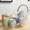 Home & Treat 7 Pcs, 900ml Vintage Floral Porcelain Tea Pot Set with 6 Cups | Colorful Handmade Ceramic Teaset with Cups | Household, Hotel, Resturent Tea Cups Set