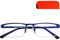 Metall Halbrand unten Anti Blaulicht Brille Lesebrille mit rechteckigen Gläsern, Gratis Etui, Edelstahl Brillengestell ((Blau), Blaulichtfilter Brille Herren und Damen 1.5 Dioptrien