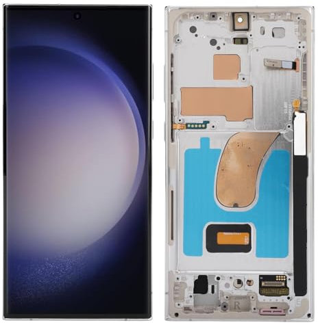 Jectse Écran de Remplacement pour S23 Ultra, écran Tactile LCD OLED avec Cadre D'empreinte Digitale et Kits D'outils de Réparation, 6,8 Pouces pour S23 Ultra (Silver)