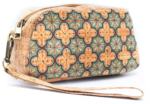 DeCarbonize Federmäppchen aus Kork Mäppchen Vegan Leder Nachhaltig Federtasche Stiftetasche Schulmäppchen für Schüler Studenten (Azulejos Hellblau)