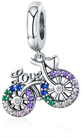 Kristall Fahrrad Fahrrad Form Anhänger 925 Sterling Silber Zirkon Fahrrad Charms passen Armbänder & Halsketten DIY Schmuck Geschenk