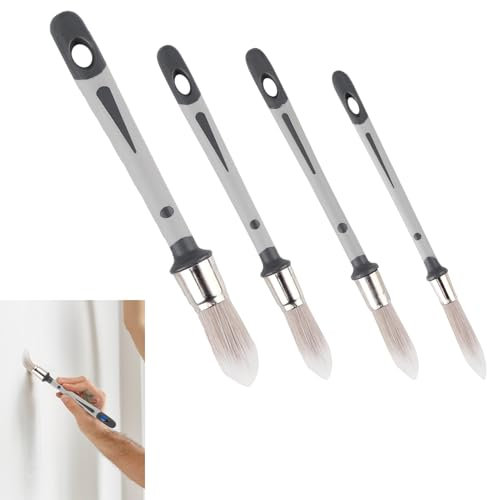 4 Pcs Paint Brushes for Walls, Professional Pointed Synthetic Sash Paint Brushes Set Window Walls Edger Paint Brush, Corners Narrow Areas Baseboards Edges Decorating Wall Trim Painting Touch Up Tools