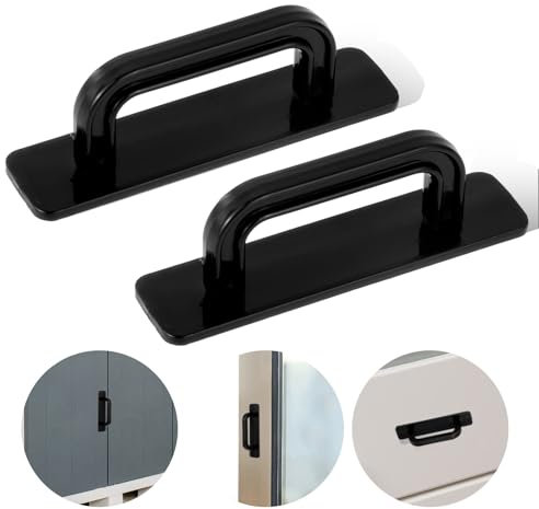 Aeaocvo 2 tiradores para puerta de balcón, 100 mm, autoadhesivos, negros, sin necesidad de taladrar, tirador de puerta de balcón, exterior adhesivo para armarios de cocina, armario