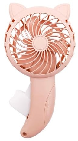 LIYJTK Handheld Lanyard Fan Portable, Hand Press Fan Cartoon Cat Ear Handheld Fan No Battery Manual Small Cooling Fan for Travel Outdoor Activities (Pink)