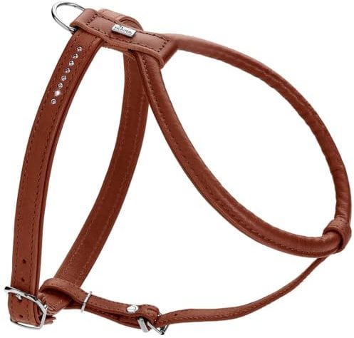 HUNTER Hundegeschirr Round & Soft Canadian UP, Farbe: Cognac, weiches, geschmeidiges Leder, rundgenäht, fellschonend, nachhaltig, Made in Germany, Größe: S-M