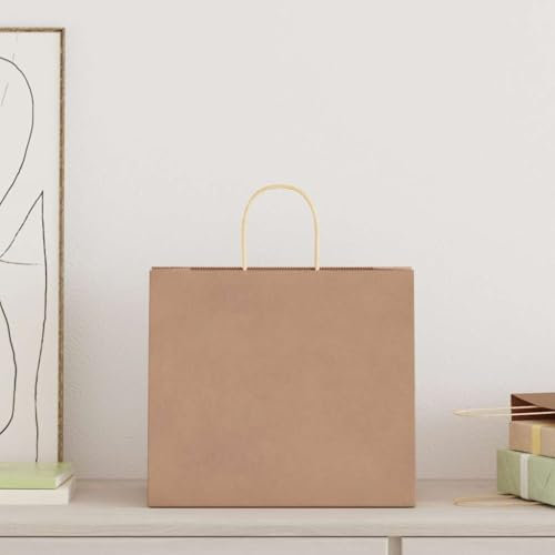 vidaXL Sacchetti di Carta 50 pz con Manici Marrone 32x22x28 cm, Sacchetto di Carta, Sacchetto Regalo di Carta, Sacchetto Regalo di Carta