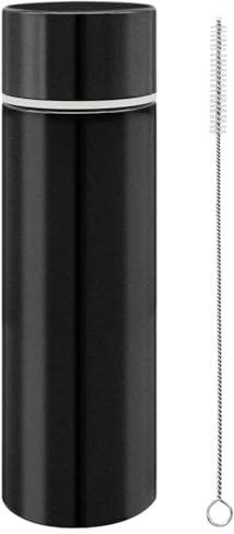 150ml Mini Water Bottle, Small Insulated Stainless Steel Purse Bottle, Small Leak-Proof Pocket Water Bottle with Straw Cleaning Brush, Women Slim Water Flask Keeps Drink Cold&Hot for Travel, Black