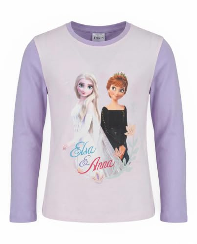 Disney Frozen Kinder Langarmshirt Anna & ELSA Motiv, 100% Baumwolle, bequemes Mädchen Pullover Shirt, hochwertiger Druck, Olaf, Prinzessin, Die Eiskönigin
