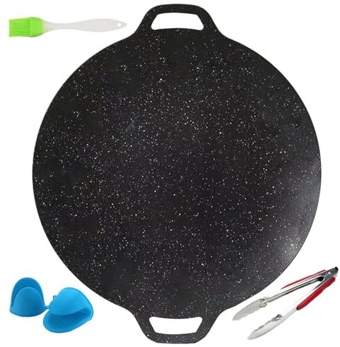 BBQ Grill Padre, padella per cucina interna,Piatta per piastra rotonda in ghisa in ghisa - Strumenti di cottura portatili con manici per induzione, piano cottura, cottura elettrica