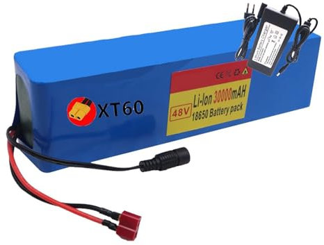 48V 30Ah Batterie Ebike pour 750W 500W 200W Moteur Scooter Vélo Electrique, Batterie E-Bike Lithium-ION, Batterie Vélo Electrique avec Chargeur 54.6V 2A XT60/T XT60 Plug,48V 30Ah