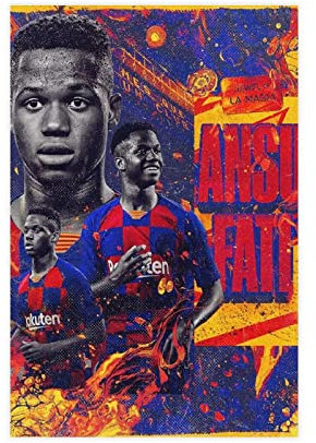 HSYIFF Bilder Wohnzimmer Modern Senza Cornice 50 * 70cm Ansu Fati Soocer calcio sport poster tela parete arte camera immagini per camera da letto regali decorazione