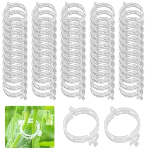 SYEYCW 80 Pcs Plant Support Clips for Outdoor, Plastic Tomato Support Clips, Vine Trellis Cage for Climbing Plants, Vine Vegetable Garden Fixing Tools, for Healthier Vegetable Growth, White