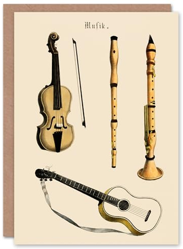 Artery8 Musical Instruments Art Card Violin Guitar and Flutes