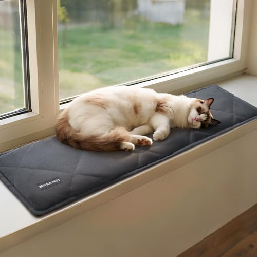 Mora Pets Katzen Fensterliege Fensterbank rutschfest Katzendecke Selbstheizende Decke Wärmedecke Heizdecke für Katze Ohne Strom Waschbare und rutschfest Wärme Decke 90 x 28 cm