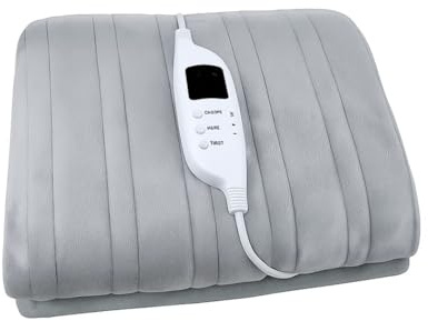 Trendi Electric Throw Blanket 120W Heated Blanket with Digital Controller, Overheat Protection, Machine Washable Soft Flannel – Grey Heated Throw for Sofa, Bed (120 × 160 cm (Single))