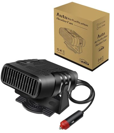 Auto Heizlüfter 12V, 4-in-1 Wärmeleistung Windschutzscheiben Defroster | Sofortige Demisterm, 360° Drehbar, 90° Neigbar, zum Die Meisten Autos