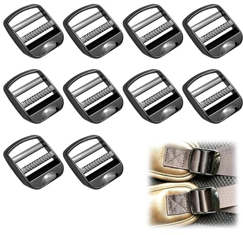 RiseDirectly 6Pack 38mm Metal Ladder Buckle Zinc Alloy Adjustable Webbing Release Buckles Ladder Lock Slider Adjuster for Strap Belt Backpack Hardware Accessories Gunmetal, Default