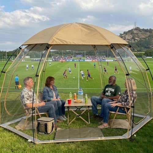 Transparent PVC Camping Tent 4-6 Person Hemisphere Winter Bubble Tent Windproof Waterproof Warm Outdoor Tent with Easy Setup Stargazing Dome Tent for Garden Lake Side Camping