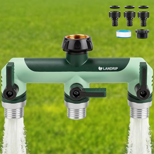 Landrip Wasserverteiler 3fach,3/4 Zoll 3 Wege verteiler Wasser,3-Wege verteiler- Leckfrei, Kälte & UV-beständig, für Garten, Bewässerung, Wohnmobil, Innenbereich, Waschmaschine, Grün