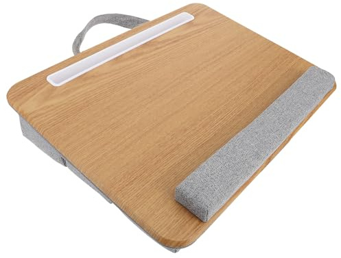 FIXOSHEE Support Pliable pour Ordinateur Portable en Carton et Tissu, Bureau Portable Kaki Compact Coussinet Antidérapant, Table D’étude pour Lit et Travail à Domicile, Bureau Pliant