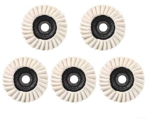 Dischi per lucidatura in feltro di lana, confezione da 5 per smerigliatrice angolare da 100 tipi, da utilizzare nella preparazione e lucidatura finale per metalli e pietre (115 mm)
