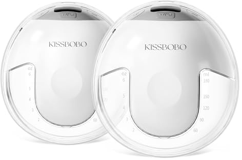 KISSBOBO K5 Electric Breast Pump, 280mmHg Strong Suction | Wearable Hands-Free, 4 Modes 19 Levels, supports efficient milk expression for daily breastfeeding routines(White, 2 Pack)